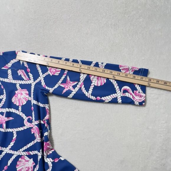 Barbara Gerwit Shift Mini Dress Womens Sz M Blue Seashell Nautical Print - Picture 9 of 10